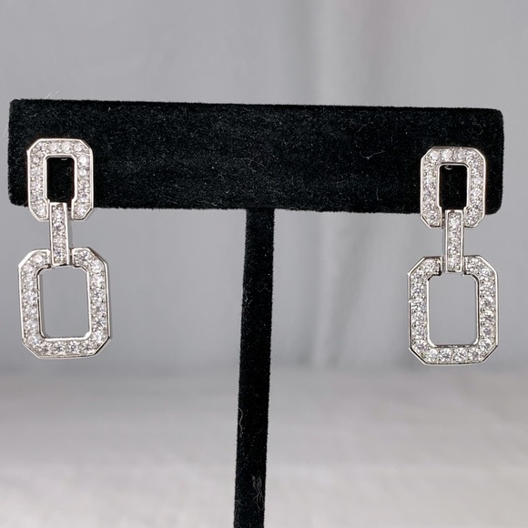 Silver Plated CZ Link Earrings - Picture 4 of 5